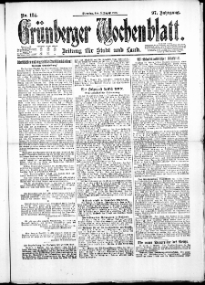 Grünberger Wochenblatt: Zeitung für Stadt und Land, No. 184. ( 9. August 1921 )