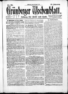 Grünberger Wochenblatt: Zeitung für Stadt und Land, No. 185. ( 10. August 1921 )