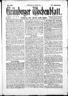 Grünberger Wochenblatt: Zeitung für Stadt und Land, No. 186. ( 11. August 1921 )