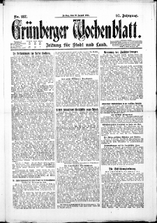 Grünberger Wochenblatt: Zeitung für Stadt und Land, No. 187. ( 12. August 1921 )