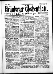 Grünberger Wochenblatt: Zeitung für Stadt und Land, No. 193. ( 19. August 1921 )