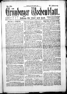 Grünberger Wochenblatt: Zeitung für Stadt und Land, No. 195. ( 21. August 1921 )