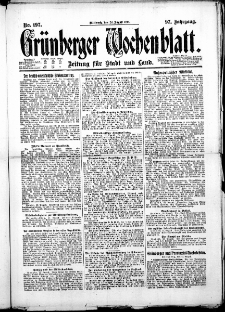 Grünberger Wochenblatt: Zeitung für Stadt und Land, No. 197. ( 24. August 1921 )