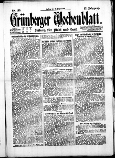 Grünberger Wochenblatt: Zeitung für Stadt und Land, No. 199. ( 26. August 1921 )