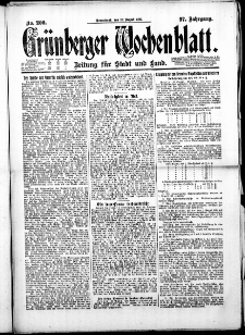 Grünberger Wochenblatt: Zeitung für Stadt und Land, No. 200. ( 27. August 1921 )