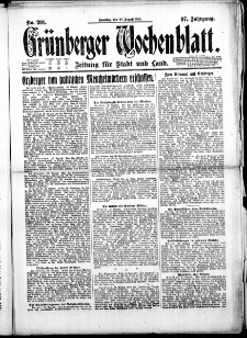 Grünberger Wochenblatt: Zeitung für Stadt und Land, No. 201. ( 28. August 1921 )