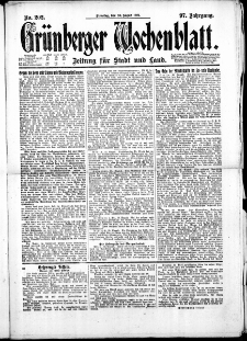 Grünberger Wochenblatt: Zeitung für Stadt und Land, No. 202. ( 30. August 1921 )