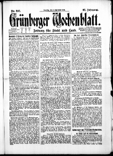 Grünberger Wochenblatt: Zeitung für Stadt und Land, No. 207. ( 4. September 1921 )