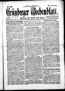 Grünberger Wochenblatt: Zeitung für Stadt und Land, No. 208. ( 6. September 1921 )