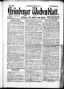 Grünberger Wochenblatt: Zeitung für Stadt und Land, No. 217. ( 16. September 1921 )