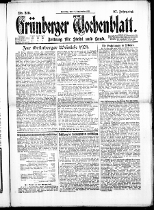 Grünberger Wochenblatt: Zeitung für Stadt und Land, No. 219. ( 18. September 1921 )