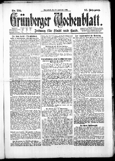 Grünberger Wochenblatt: Zeitung für Stadt und Land, No. 224. ( 24. September 1921 )