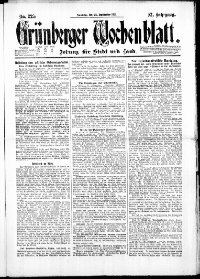 Grünberger Wochenblatt: Zeitung für Stadt und Land, No. 225. ( 25. September 1921 )