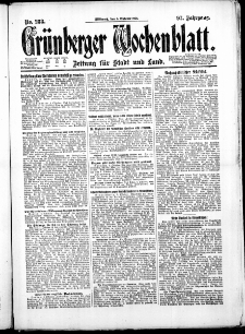 Grünberger Wochenblatt: Zeitung für Stadt und Land, No. 233. ( 5. Oktober 1921 )