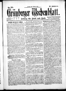Grünberger Wochenblatt: Zeitung für Stadt und Land, No. 235. ( 7. Oktober 1921 )