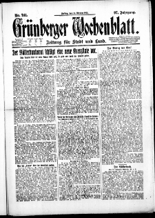 Gr&uuml;nberger Wochenblatt: Zeitung f&uuml;r Stadt und Land, No. 241. ( 14. Oktober 1921 )