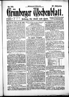 Grünberger Wochenblatt: Zeitung für Stadt und Land, No. 245. ( 19. Oktober 1921 )