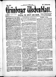 Grünberger Wochenblatt: Zeitung für Stadt und Land, No. 247. ( 21. Oktober 1921 )