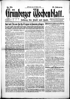 Grünberger Wochenblatt: Zeitung für Stadt und Land, No. 251. ( 26. Oktober 1921 )