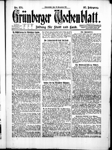 Grünberger Wochenblatt: Zeitung für Stadt und Land, No. 271. ( 19. November 1921 )