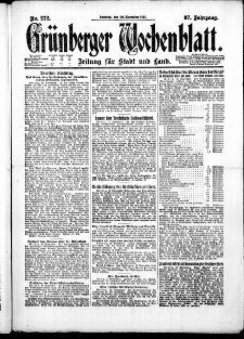 Gr&uuml;nberger Wochenblatt: Zeitung f&uuml;r Stadt und Land, No. 272. ( 20. November 1921 )