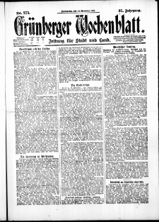 Grünberger Wochenblatt: Zeitung für Stadt und Land, No. 275. ( 24. November 1921 )