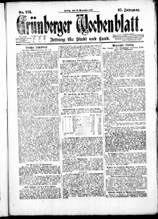 Grünberger Wochenblatt: Zeitung für Stadt und Land, No. 276. ( 25. November 1921 )