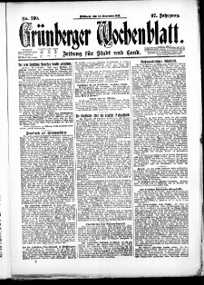 Grünberger Wochenblatt: Zeitung für Stadt und Land, No. 280. ( 30. November 1921 )