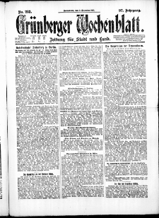Grünberger Wochenblatt: Zeitung für Stadt und Land, No. 283. ( 3. Dezember 1921 )
