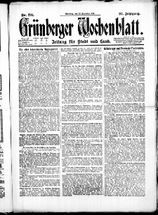Gr&uuml;nberger Wochenblatt: Zeitung f&uuml;r Stadt und Land, No. 291. ( 13. Dezember 1921 )