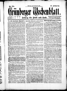 Grünberger Wochenblatt: Zeitung für Stadt und Land, No. 291. ( 13. Dezember 1921 )
