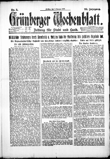 Grünberger Wochenblatt: Zeitung für Stadt und Land, No. 3. ( 5. Januar 1923 )