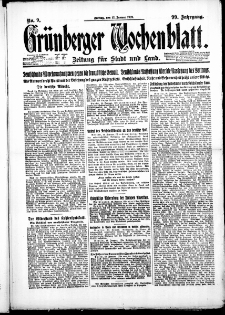 Grünberger Wochenblatt: Zeitung für Stadt und Land, No. 9. ( 12. Januar 1923 )