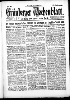 Grünberger Wochenblatt: Zeitung für Stadt und Land, No. 16. ( 20. Januar 1923 )