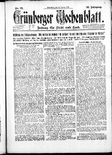 Grünberger Wochenblatt: Zeitung für Stadt und Land, No. 22. ( 27. Januar 1923 )