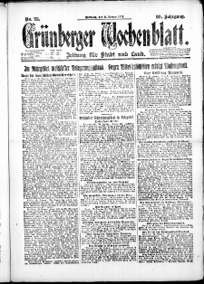 Grünberger Wochenblatt: Zeitung für Stadt und Land, No. 25. ( 31. Januar 1923 )