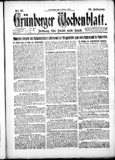 Grünberger Wochenblatt: Zeitung für Stadt und Land, No. 28. ( 3. Februar 1923 )