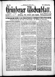 Grünberger Wochenblatt: Zeitung für Stadt und Land, No. 31. ( 7. Februar 1923 )