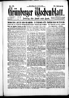 Grünberger Wochenblatt: Zeitung für Stadt und Land, No. 32. ( 8. Februar 1923 )