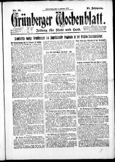 Grünberger Wochenblatt: Zeitung für Stadt und Land, No. 40. ( 17. Februar 1923 )
