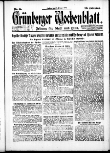 Grünberger Wochenblatt: Zeitung für Stadt und Land, No. 45. ( 23. Februar 1923 )