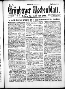 Grünberger Wochenblatt: Zeitung für Stadt und Land, No. 46. ( 24. Februar 1923 )