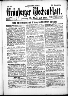 Grünberger Wochenblatt: Zeitung für Stadt und Land, No. 47. ( 25. Februar 1923 )