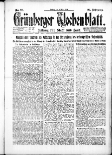 Grünberger Wochenblatt: Zeitung für Stadt und Land, No. 57. ( 9. März 1923 )