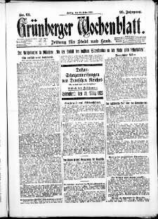 Grünberger Wochenblatt: Zeitung für Stadt und Land, No. 69. ( 23. März 1923 )