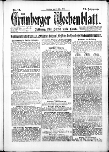 Grünberger Wochenblatt: Zeitung für Stadt und Land, No. 72. ( 27. März 1923 )