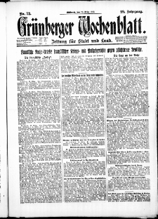 Grünberger Wochenblatt: Zeitung für Stadt und Land, No. 73. ( 28. März 1923 )