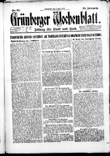 Grünberger Wochenblatt: Zeitung für Stadt und Land, No. 80. ( 7. April 1923 )