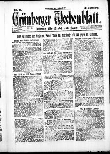 Grünberger Wochenblatt: Zeitung für Stadt und Land, No. 84. ( 12. April 1923 )