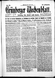 Grünberger Wochenblatt: Zeitung für Stadt und Land, No. 89. ( 18. April 1923 )